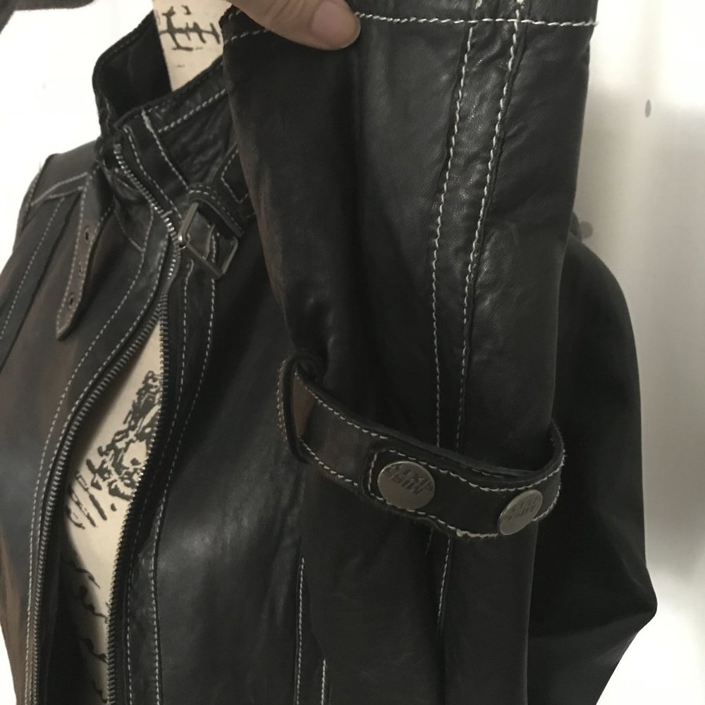 Miss Sixty Black Leather Vintage Jacket Medium - Picture 5 of 7
